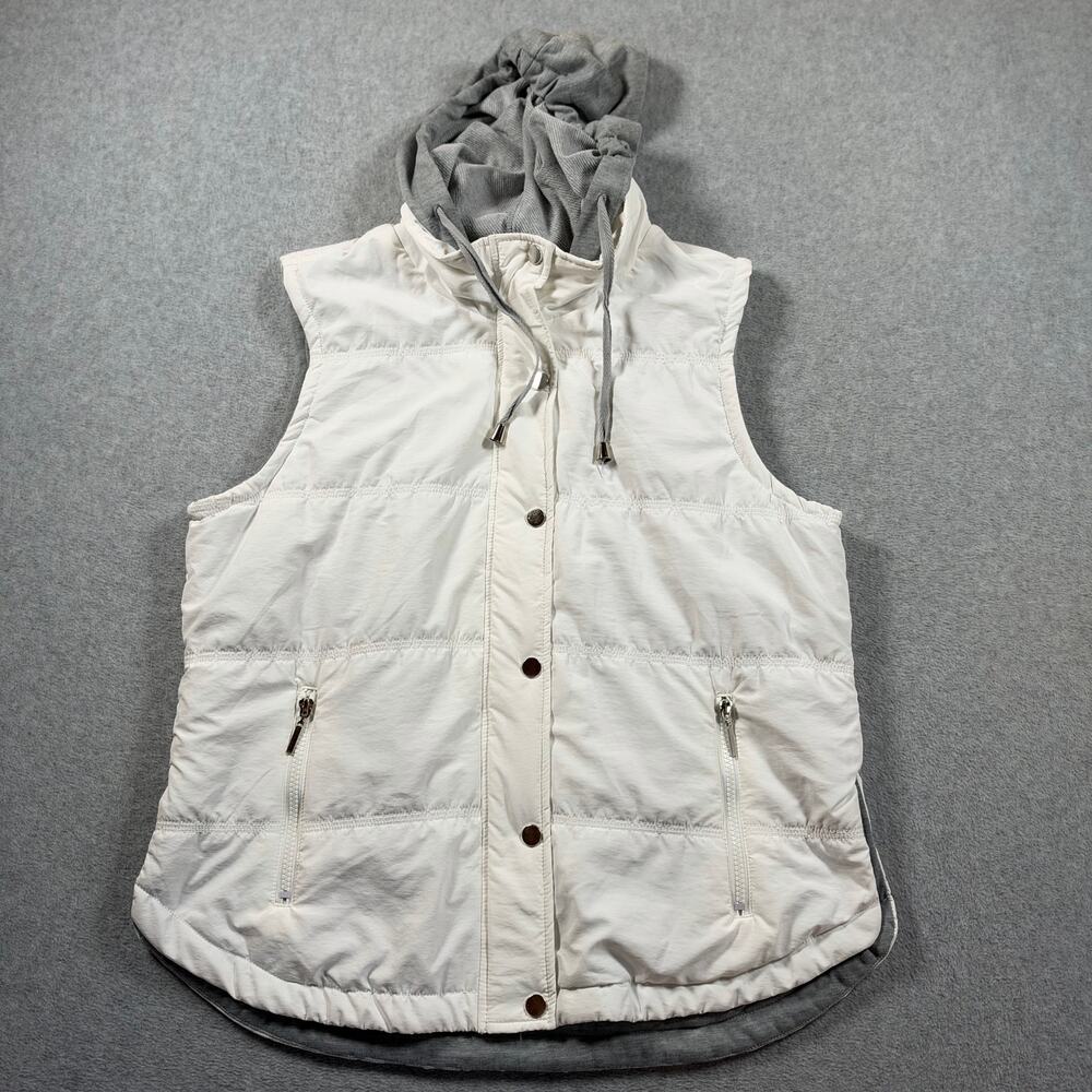 Daytrip Puffer Vest Women's Large White Quilted Sleeveless Removable Hood